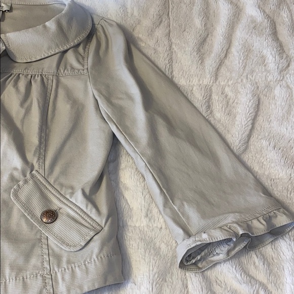 Loft Beige Ruffle Jacket Size M - Picture 8 of 9